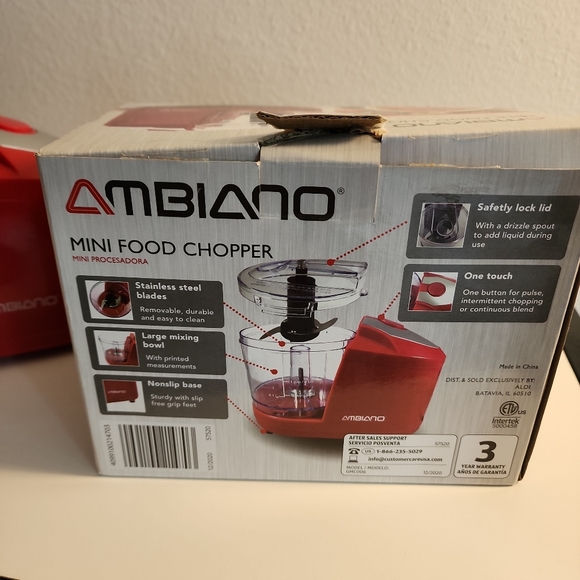 Ambiano Mini Food Chopper 100w 1.5 Cup Capacity, Red. Model GMC006. - Picture 7 of 9